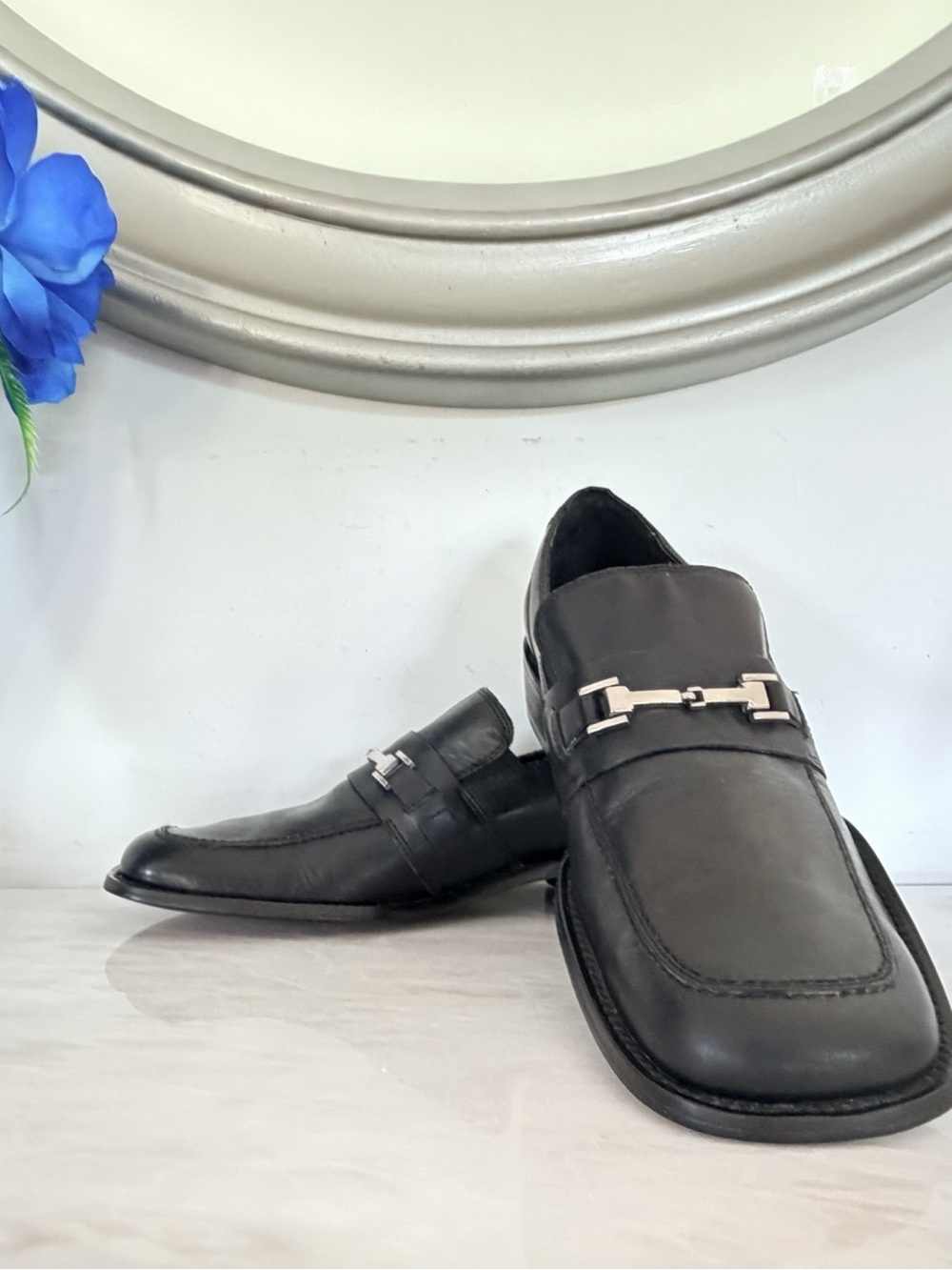 Kenneth Cole Reaction Leather Bit Loafers Men’s 10M Black Slip On Dress Shoes